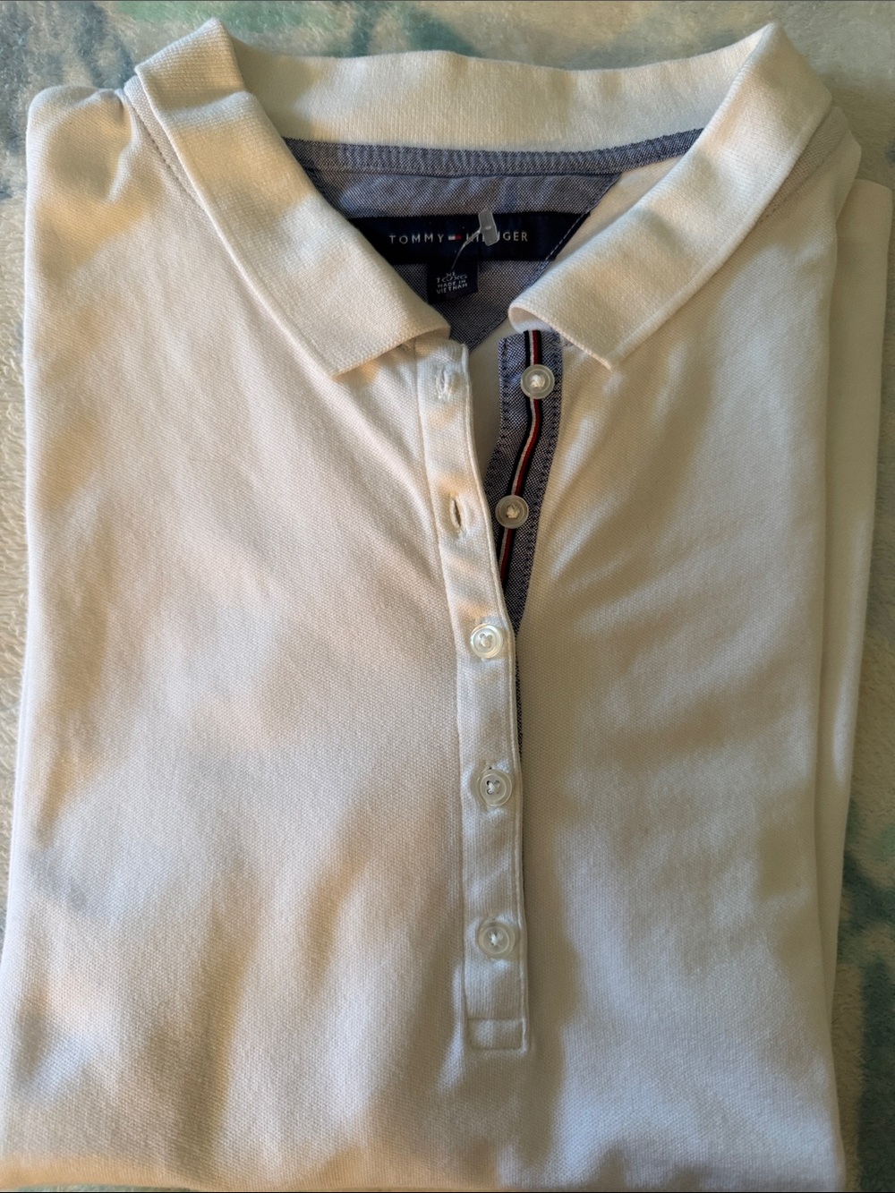 Tommy Hilfiger White Polo with Navy Trim